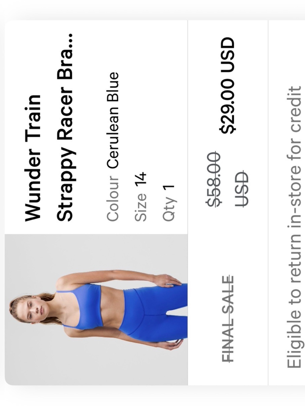 lululemon athletica Strappy Racer Sports Bra - Cerulean Blue
